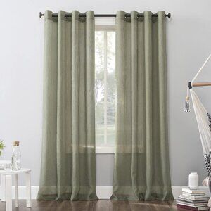 NWT No. 918 Erica Crushed Sheer Voile Grommet Curtain Panel Green 51x72